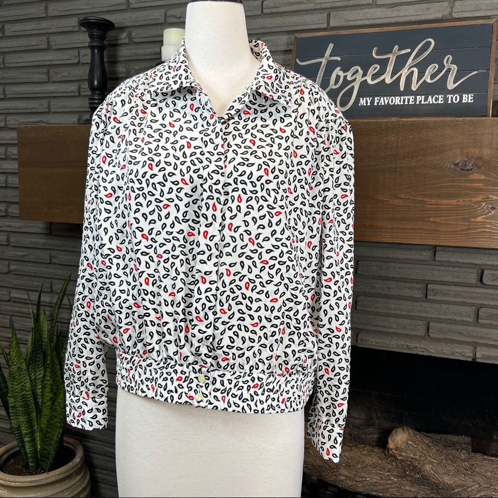 Lilli Anne Collections vintage tear drop pattern button down 80’s blouse - Picture 1 of 9